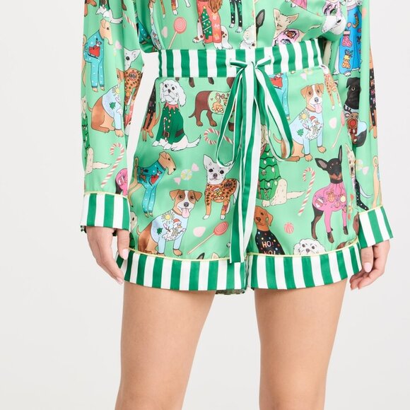NEW Karen Mabon SET Christmas Sweater Day-Dogs Long Sleeve with Shorts Pajamas M - Picture 3 of 14